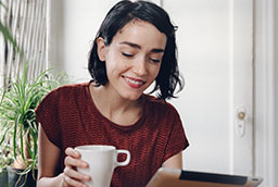 Student drinking coffee